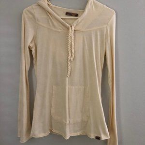 Prana Cream Hooded Sweatshirt with Front Pocket